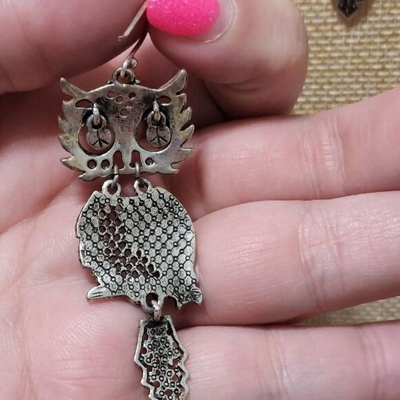 Lucky brand owl turquoise chandelier drop dangle earrings - Picture 4 of 5